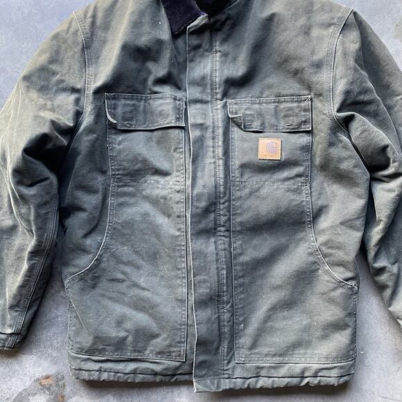 Carhartt Men's Arctic Quilt Lined Sandstone Work Chore Coat Jacket Green - Picture 5 of 6